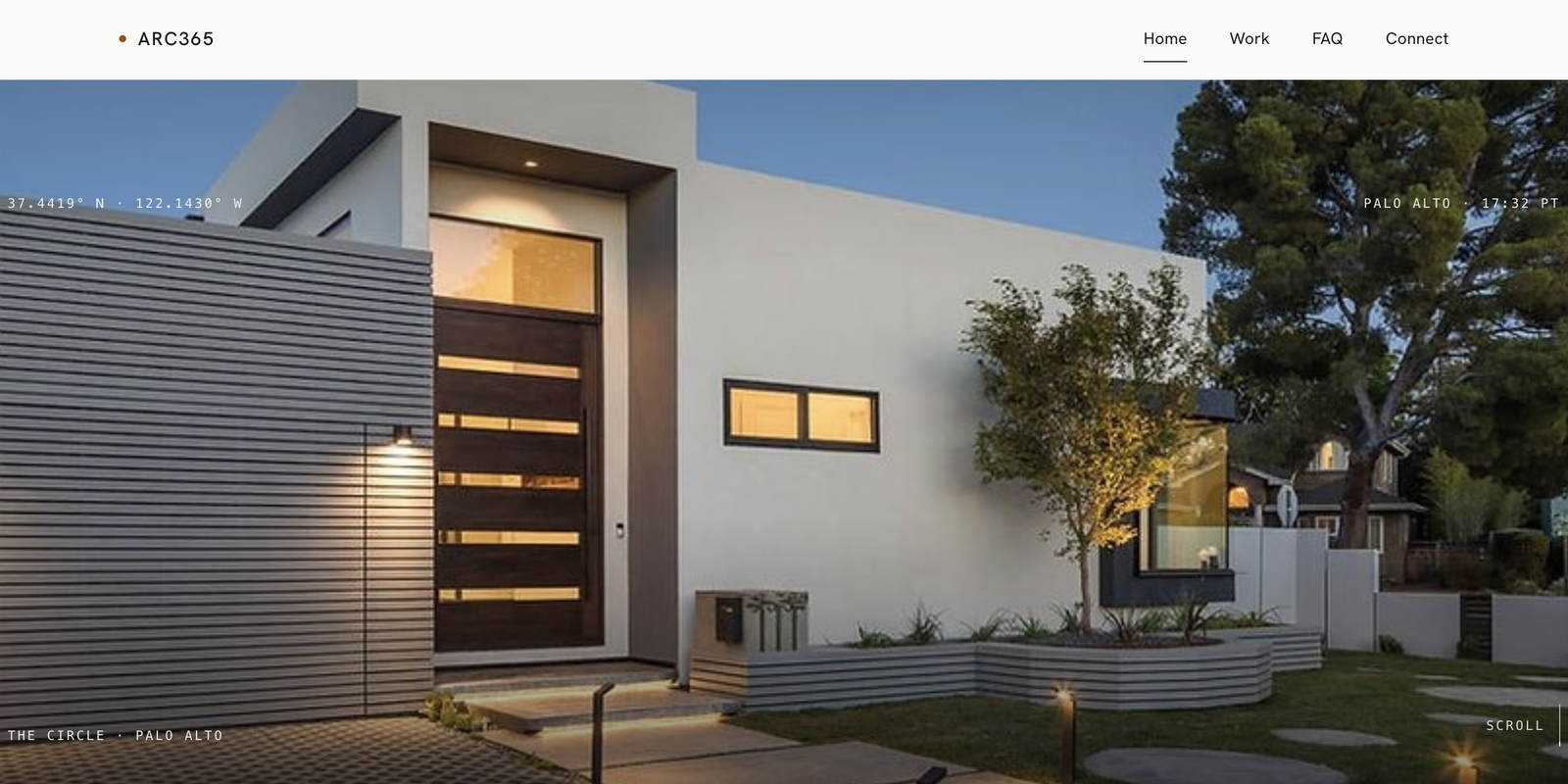 Screenshot of ARC365 architecture portfolio website