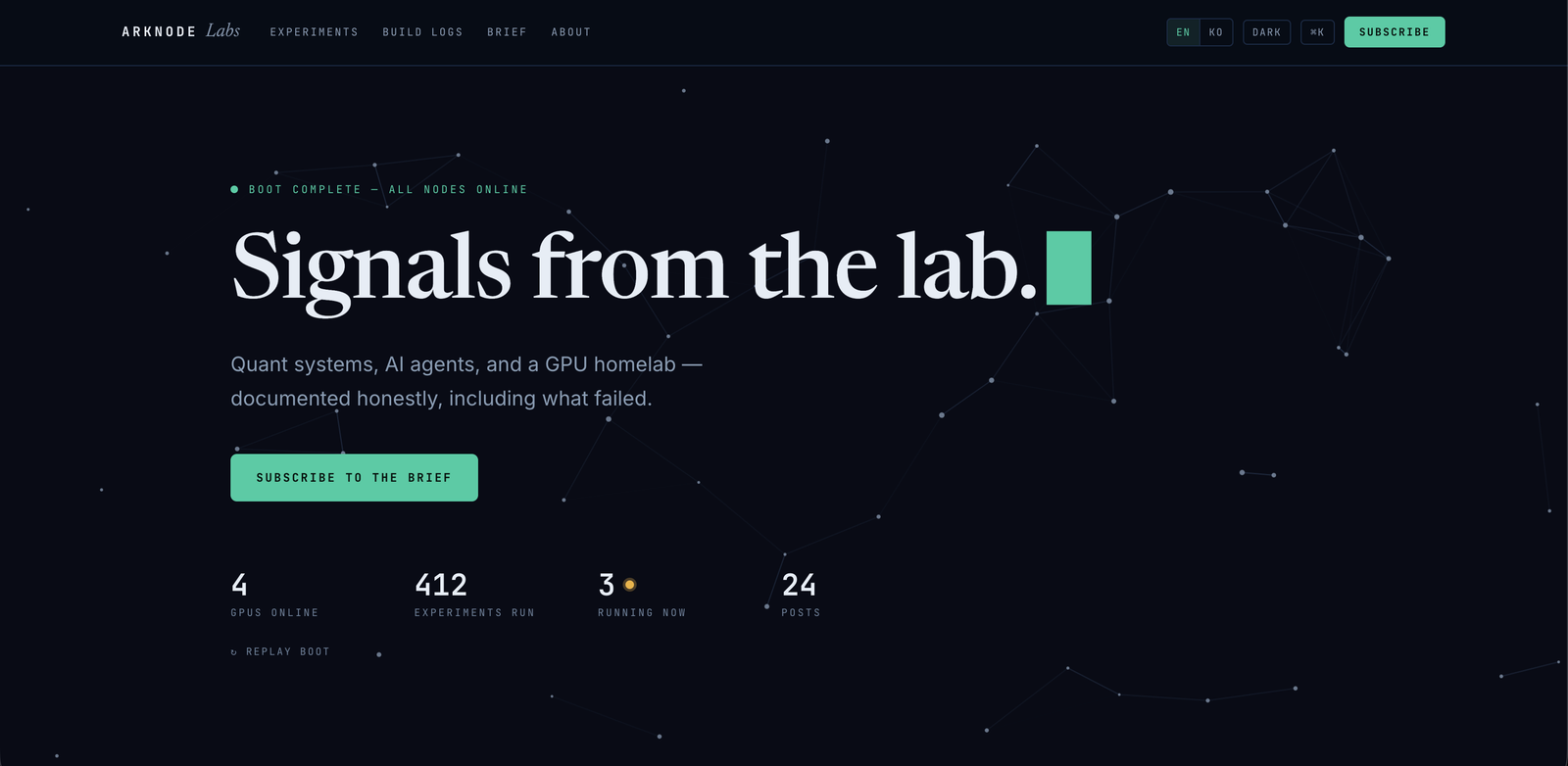 Screenshot of ArkNode Labs developer dashboard